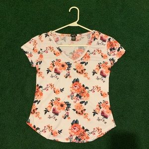 Short Sleeve Floral V-Neck Shirt From Rue 21